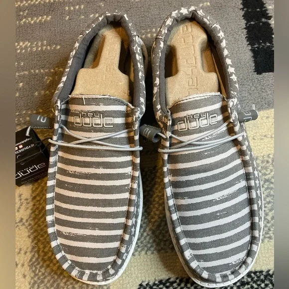 Hey Dude USA Greyed Patriotic Wally Mens Shoes 12 New - Picture 3 of 5